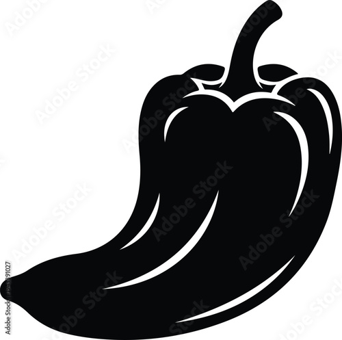 Silhouette fresh organic capsicum bell pepper vegetable isolated vector illustration