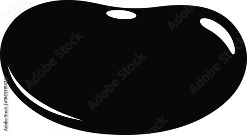 Silhouette of a single organic black bean seed vector illustration