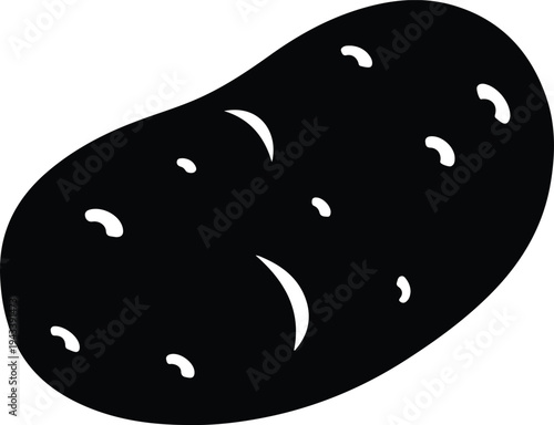 Silhouette of a single organic potato vegetable root food vector illustration