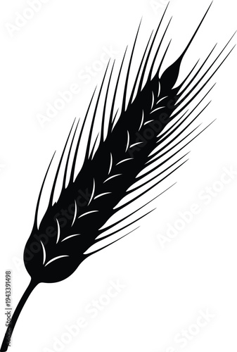 Silhouette of a single wheat ear vector illustration