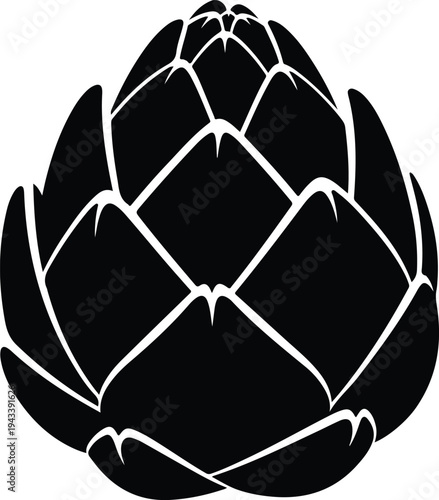 Silhouette organic artichoke flower bud isolated vector illustration