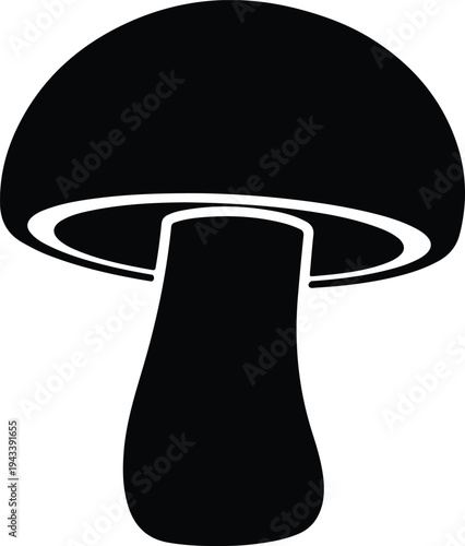 Silhouette organic mushroom shape isolated vector illustration