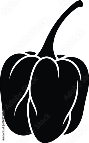 Silhouette ripe organic bell pepper isolated vector illustration