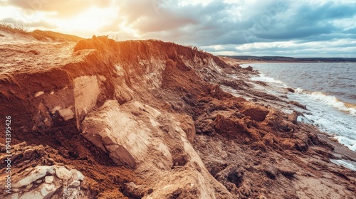 Coastal Erosion Control Project Showcasing Sustainable Environmental Practices Against Sea Level Rise Under Overcast Skies