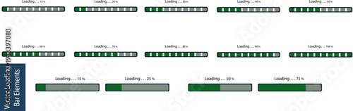 Minimal UI/UX loading progress bar vector collection with percentage indicators