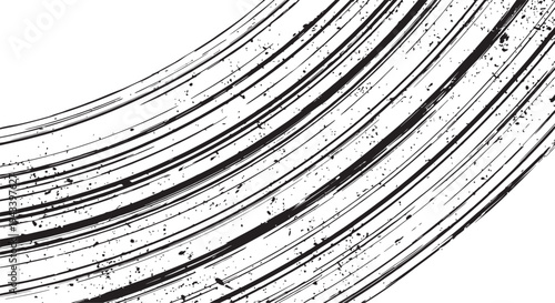 Abstract expressive black brush strokes on a white background, graphic design element