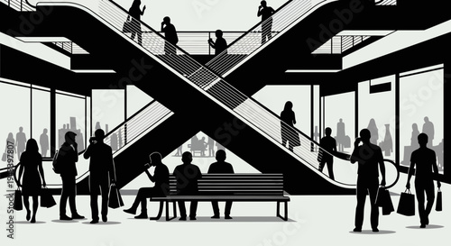 Commuters in a modern city station.