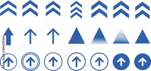 Blue Upward Arrows and Directional Symbols in Various Styles Collection .