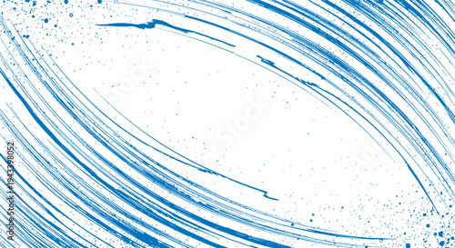 Blue Brush Strokes Creating a Curving Abstract Border on a Crisp White Canvas background