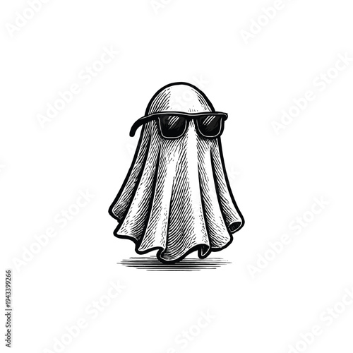 Engraving of Ghost in Sunglasses