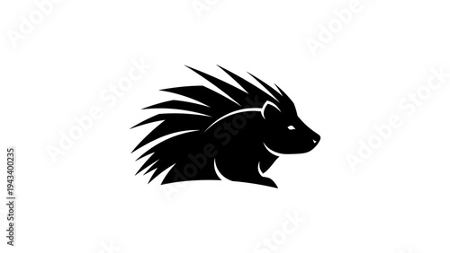 Porcupine silhouette logo design - bold animal icon on white background