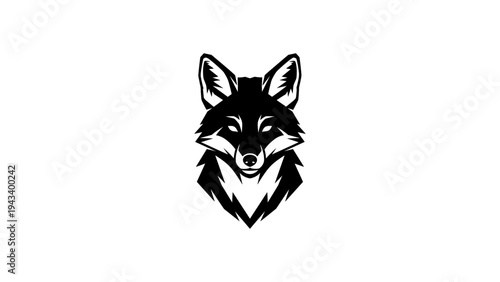 Minimalist wolf head design in black and white silhouette style