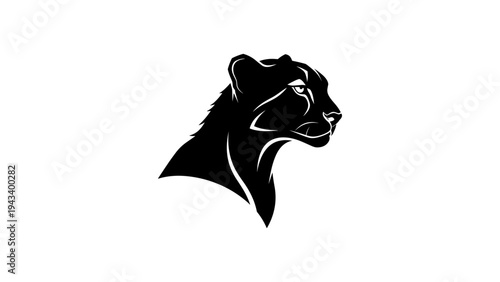 Black panther silhouette profile on white background