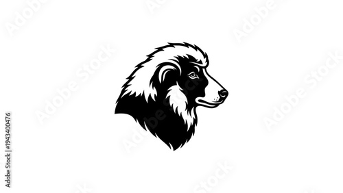 Majestic lion head design in black and white silhouette art