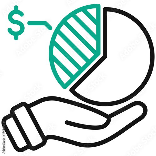 Contribution Amount Dual Tone Outline Icon, Mini Illustration Relate To Taxation, Financial Reports. Use For Modern Concept, Ui, Ux Web And App Development.