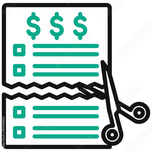 Deduction List Dual Tone Outline Icon, Mini Illustration Relate To Taxation, Financial Reports. Use For Modern Concept, Ui, Ux Web And App Development.