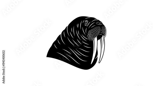 Striking walrus silhouette featuring majestic tusk design in bold black style