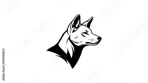 Elegant black and white wolf head in minimalist style
