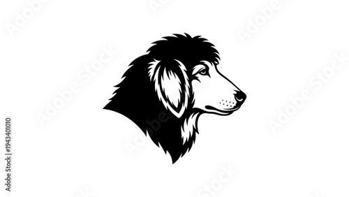Elegant dog silhouette profile in black and white art design