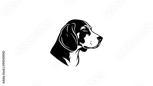 Elegant dog silhouette profile with black ink design