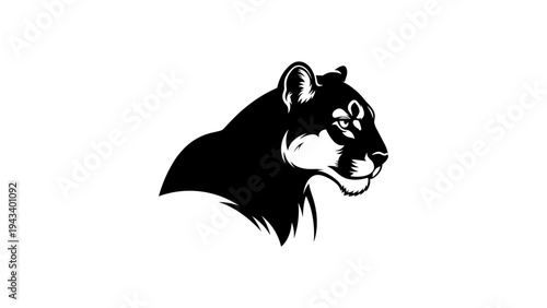 Elegant panther silhouette design of a majestic big cat in profile view