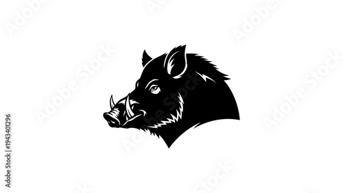 Wild boar silhouette logo art for tattoo and wildlife design concepts