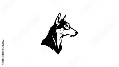 Elegant black and white wolf silhouette design