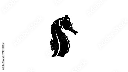 Silhouette seahorse icon: minimalist marine design for nautical themes