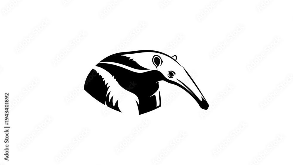Obraz premium Stylized anteater head silhouette with bold black and white design