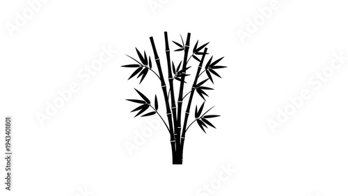 Silhouette of bamboo plant on white background: minimalist nature design