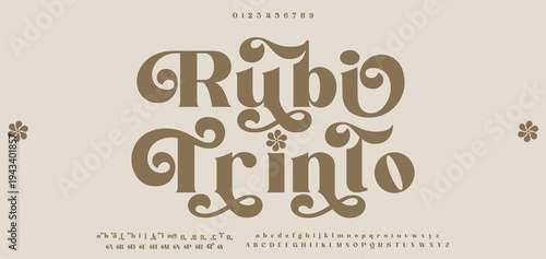 Rubi Trinto typography beauty fashion elegant minimalist serif italic fonts decorative wedding vintage retro logos. Minimal luxury font alphabet logo. Vector illustration