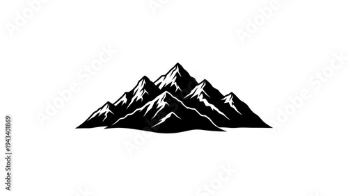 Silhouette of majestic mountain peaks with snowy summits