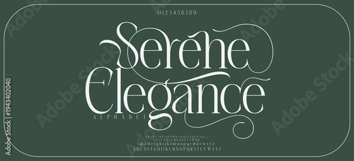 Serene Elegaance Luxury alphabet letters font. Typography elegant wedding classic lettering serif fonts decorative vintage retro diamond concept. vector illustration