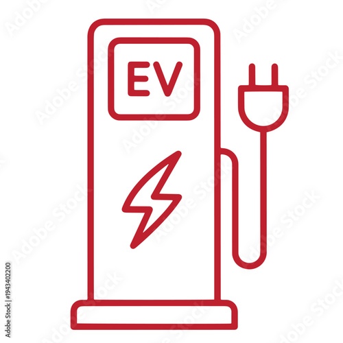 Electric vehicle charging station icon with a lightning bolt and plug  symbol for ecofriendly transportation and renewable energy solutions