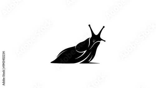 Silhouette snail in minimalist black on white