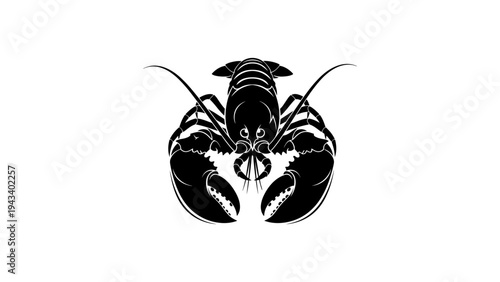 Intricate lobster silhouette design isolated on white background