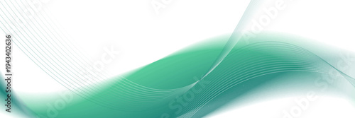 Fresh Teal Green Wave on White Background