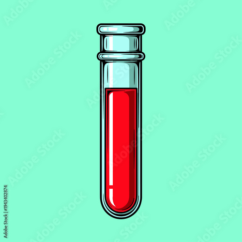 A stylized illustration of a test tube filled with vibrant red liquid, evoking themes of scientific research, innovation, and potential breakthrough d