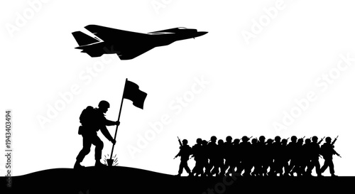 Military Parade with Fighter Jet Flyover