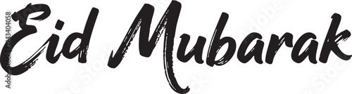 Bold hand-drawn Eid Mubarak lettering in a thick brush script style on a white background.