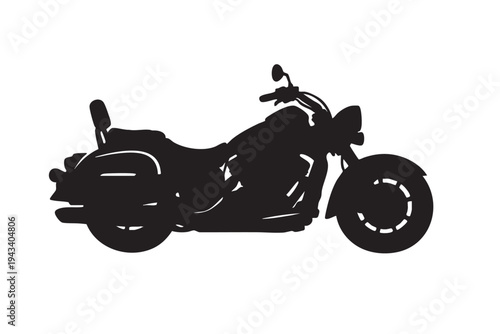 Classic cruiser motorcycle silhouette vector illustration