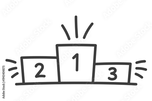 Hand Drawn Podium with Numbers 123 and Sparkle Accents on White Background winner first place
