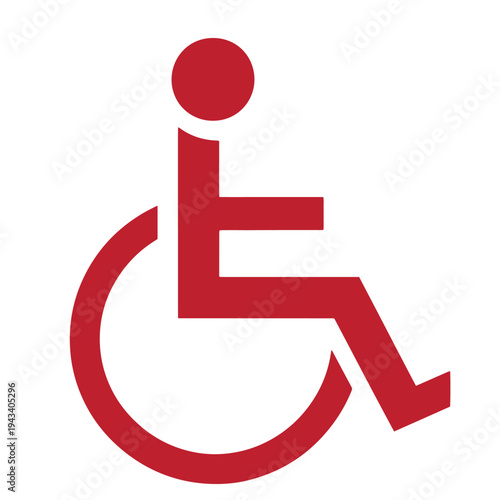 red wheelchair symbol for accessibility and disability awareness in public places and transportation systems