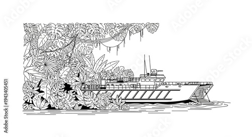 Military Patrol Boat Navigates Dense Jungle River, Stealth Operation