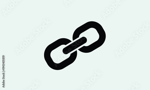 A simple black chain link icon on a light blue background