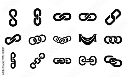Collection of various chain link designs and shapes