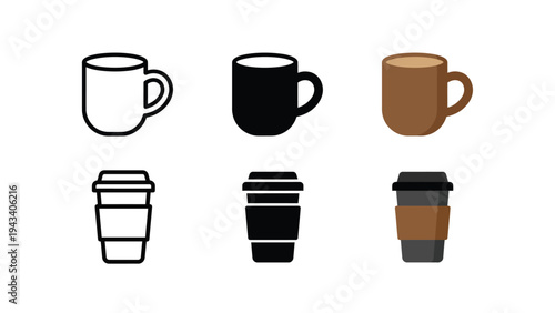 Coffee Cups Icons Set