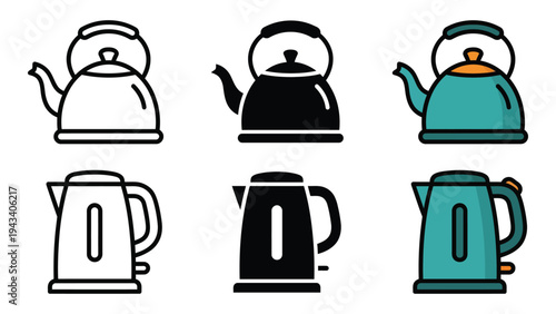 Electric Kettles in Different Colors and Line Styles