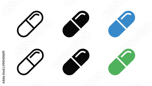 Colorful Capsules Isolated on White Background