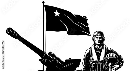 Pilot, Cannon, and Flag: Military Aviation and Ground Force Symbolism